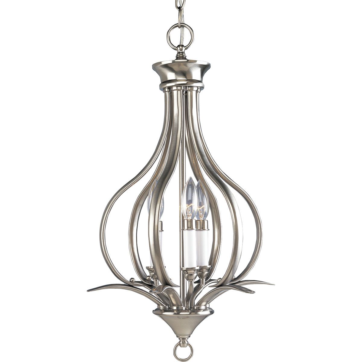 PROGRESS LIGHTING P3807-09 Brushed Nickel Trinity Collection Three-Light Foyer Pendant