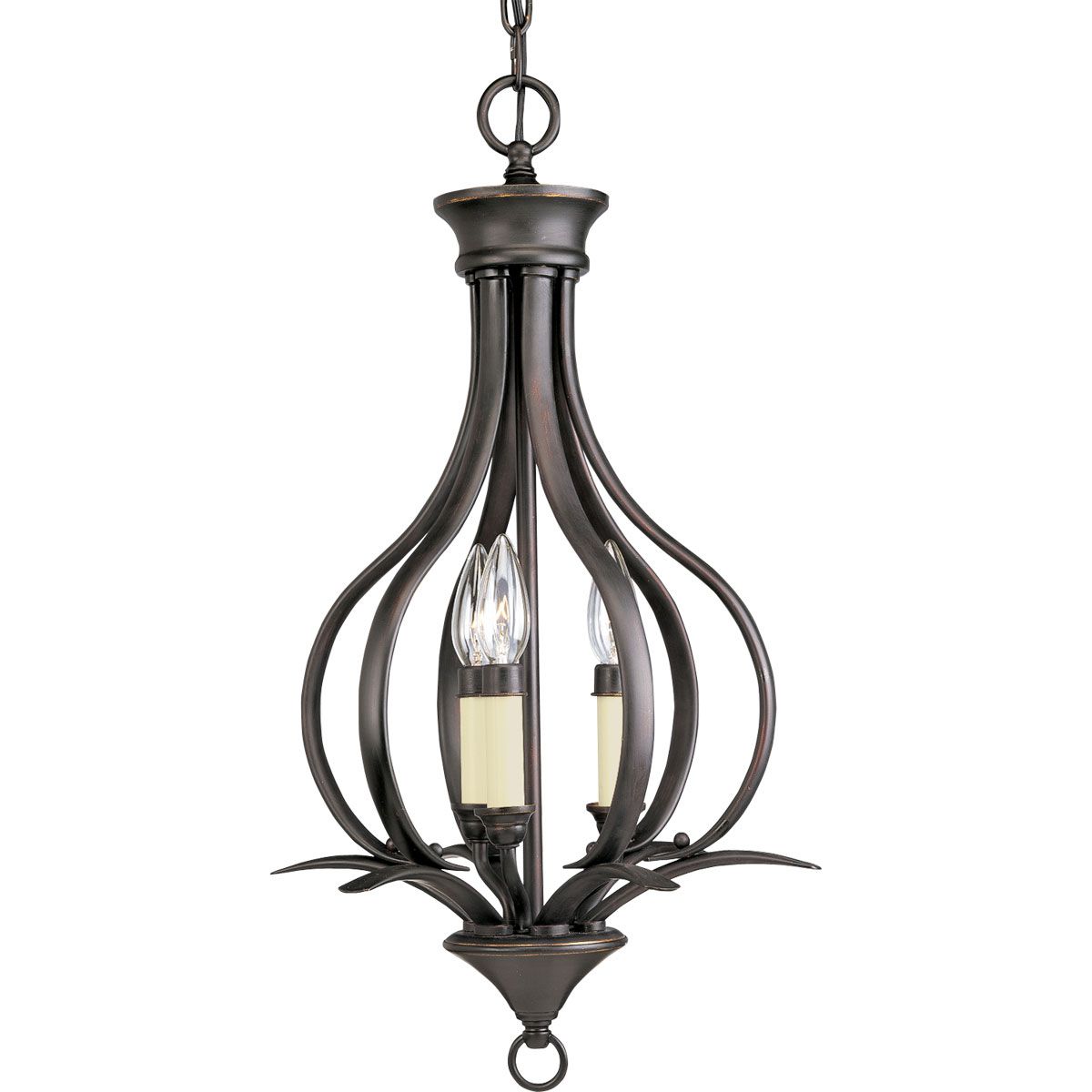 PROGRESS LIGHTING P3807-20 Antique Bronze Trinity Collection Three-Light Foyer Pendant