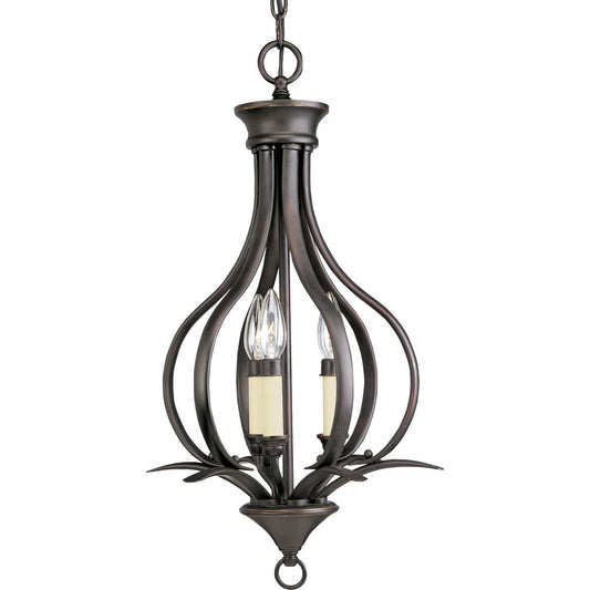 PROGRESS LIGHTING P3807-20 Antique Bronze Trinity Collection Three-Light Foyer Pendant