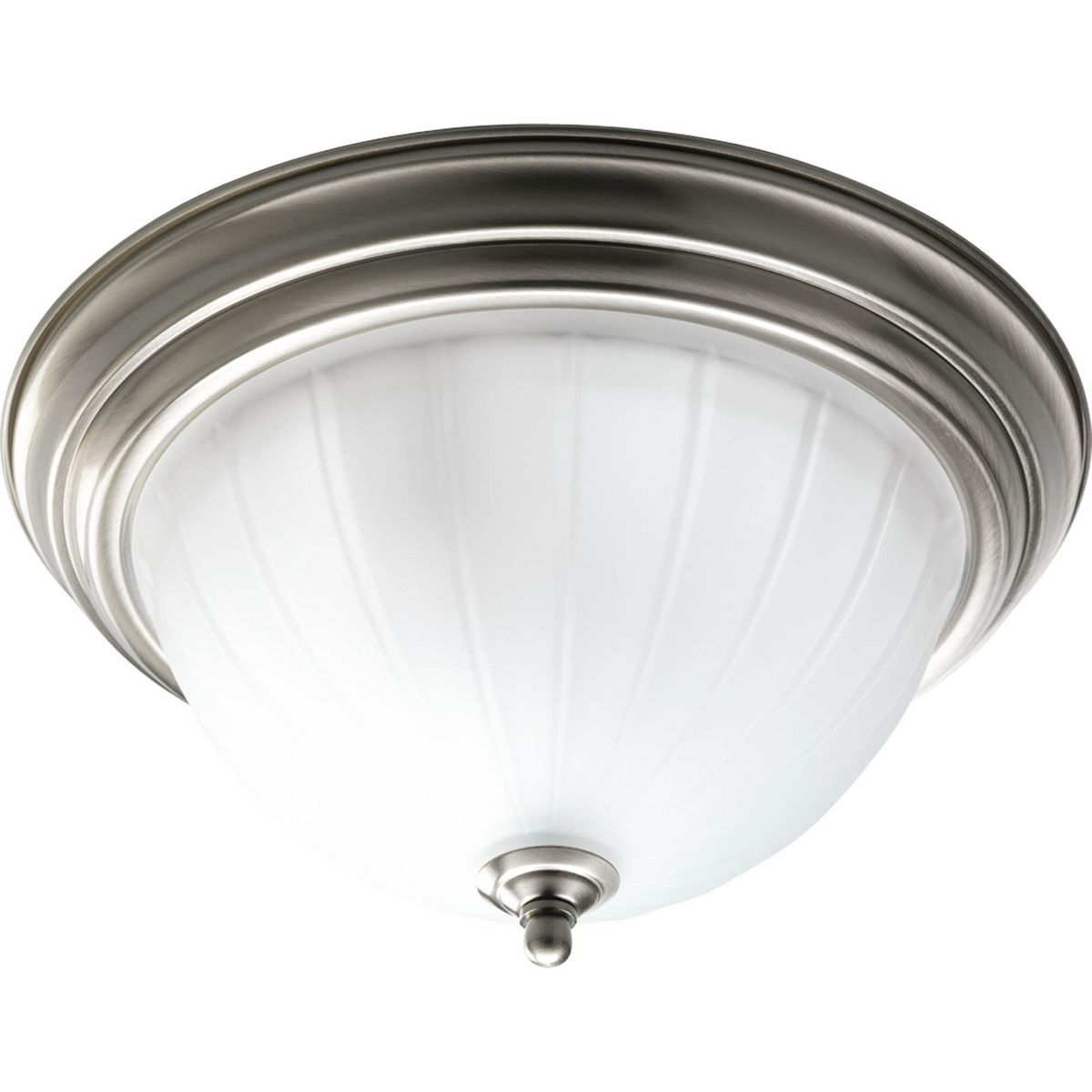 PROGRESS LIGHTING P3817-09 Brushed Nickel Two-Light Melon 13-1/4" Close-to-Ceiling