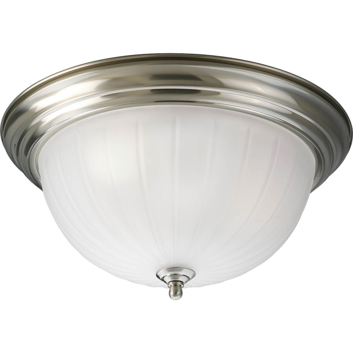 PROGRESS LIGHTING P3818-09 Brushed Nickel Three-Light Melon 15-1/4" Close-to-Ceiling