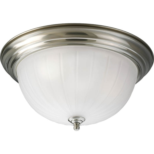 PROGRESS LIGHTING P3818-09 Brushed Nickel Three-Light Melon 15-1/4" Close-to-Ceiling
