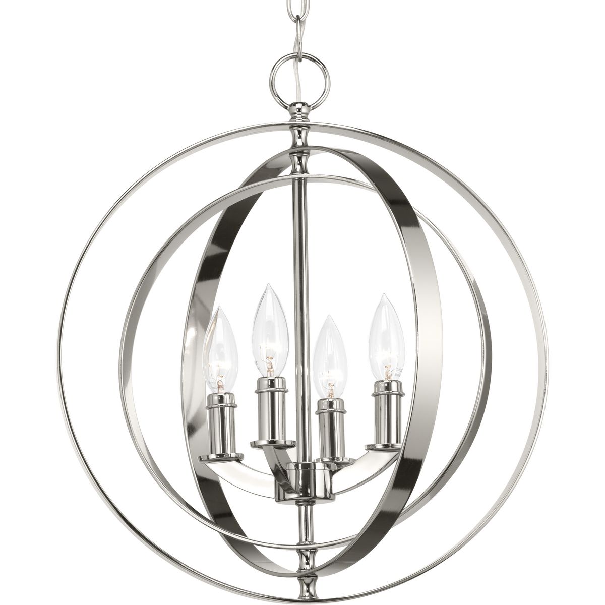 PROGRESS LIGHTING P3827-104 Polished Nickel Equinox Collection Four-Light Pendant