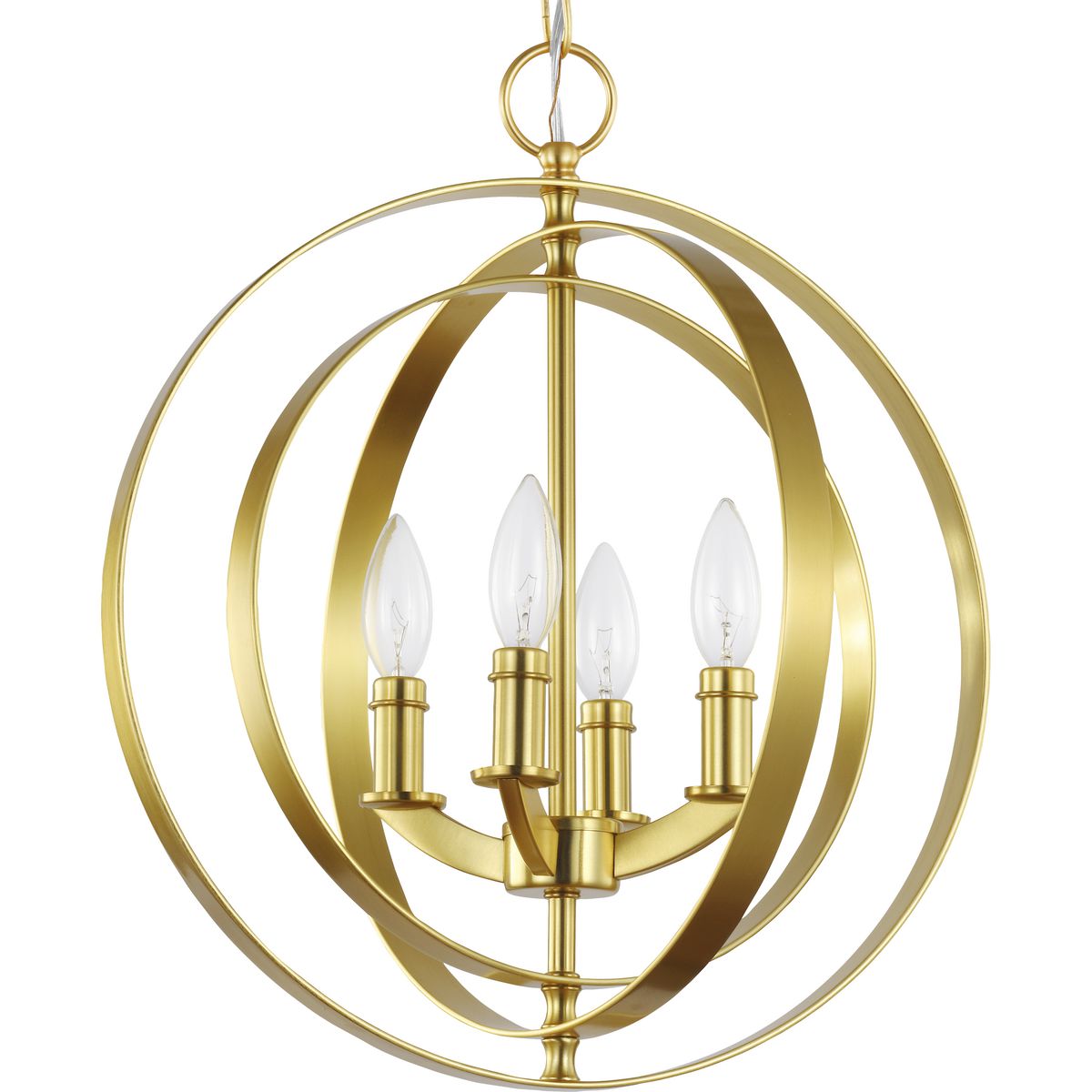 PROGRESS LIGHTING P3827-12 Satin Brass Equinox Collection Satin Brass Four-Light Sphere Pendant