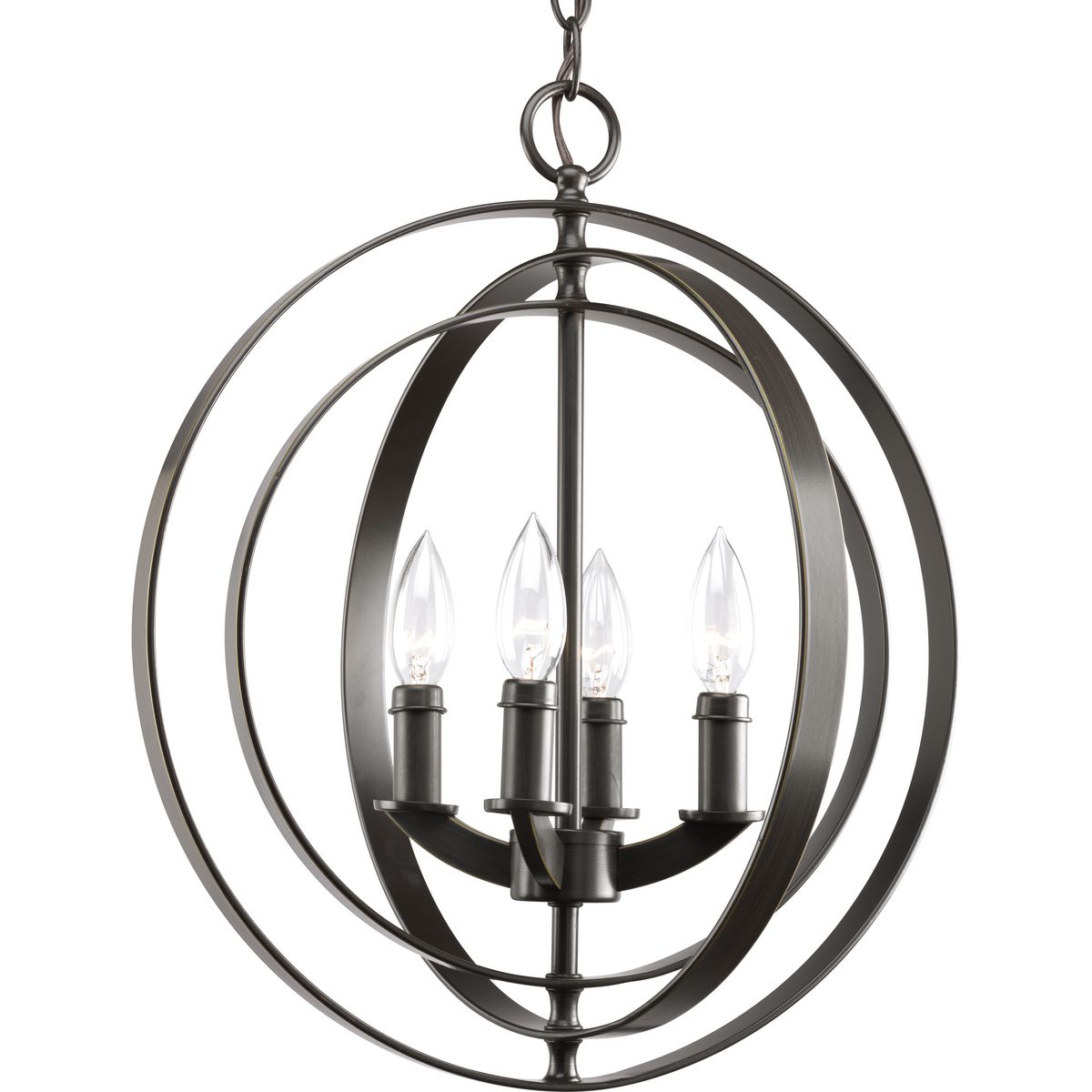 PROGRESS LIGHTING P3827-20 Antique Bronze Equinox Collection Four-Light Foyer Pendant