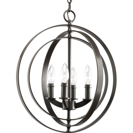 PROGRESS LIGHTING P3827-20 Antique Bronze Equinox Collection Four-Light Foyer Pendant