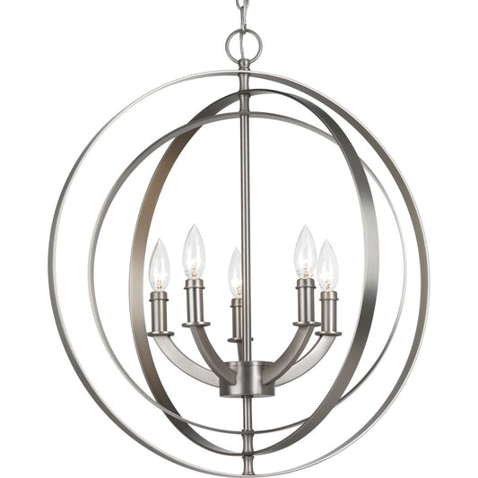 PROGRESS LIGHTING P3841-126 Burnished Silver Equinox Collection Five-Light Burnished Silver New Traditional Sphere Pendant Light