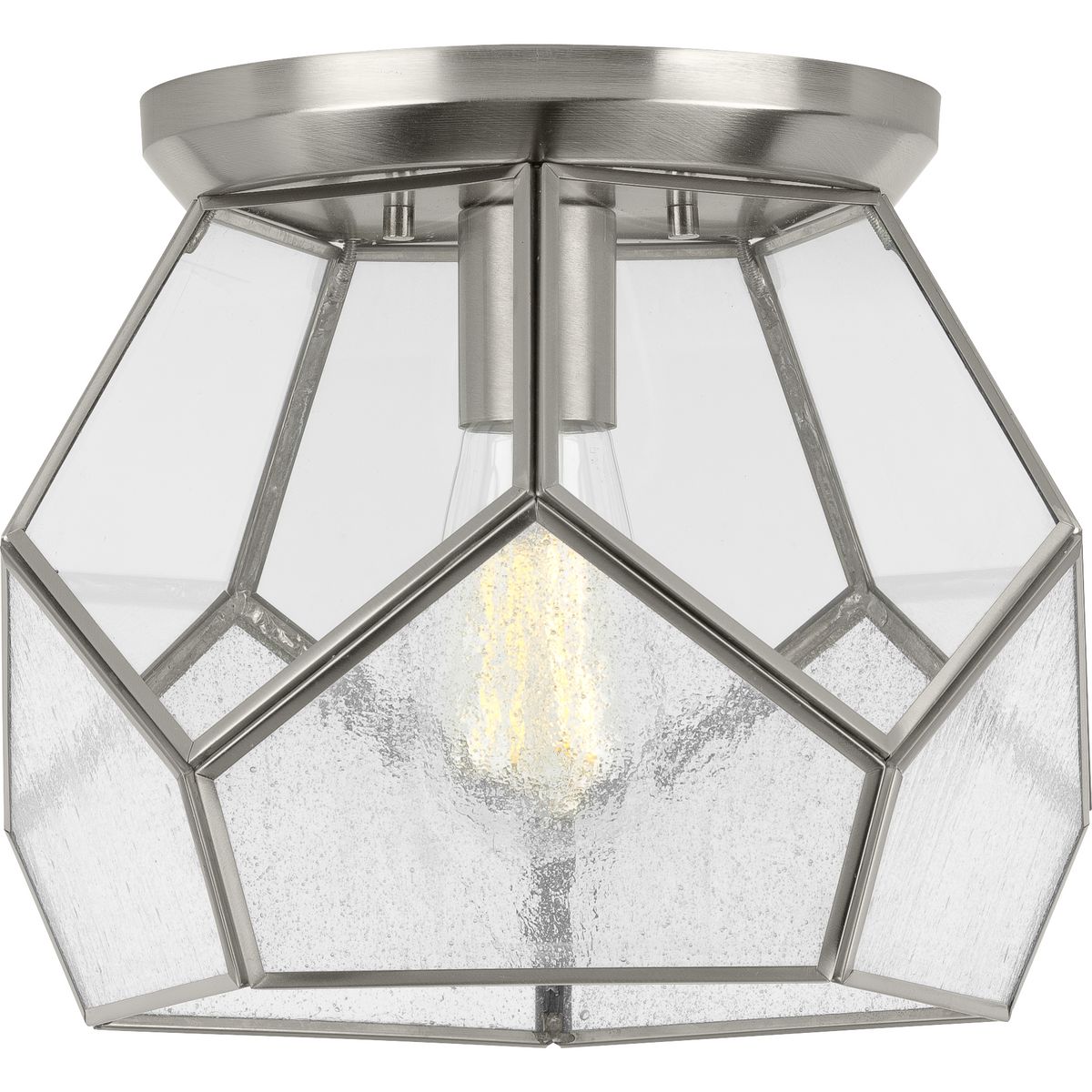 PROGRESS LIGHTING P3868-09 Brushed Nickel Cinq Collection Brushed Nickel One-Light 12" Flush Mount