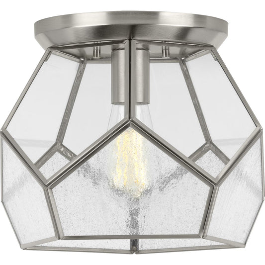 PROGRESS LIGHTING P3868-09 Brushed Nickel Cinq Collection Brushed Nickel One-Light 12" Flush Mount