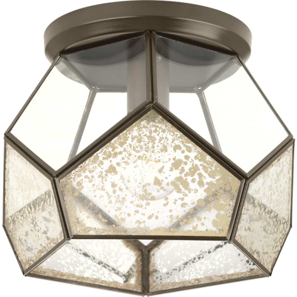 PROGRESS LIGHTING P3868-20 Antique Bronze Cinq Collection Antique Bronze One-Light 12" Flush Mount