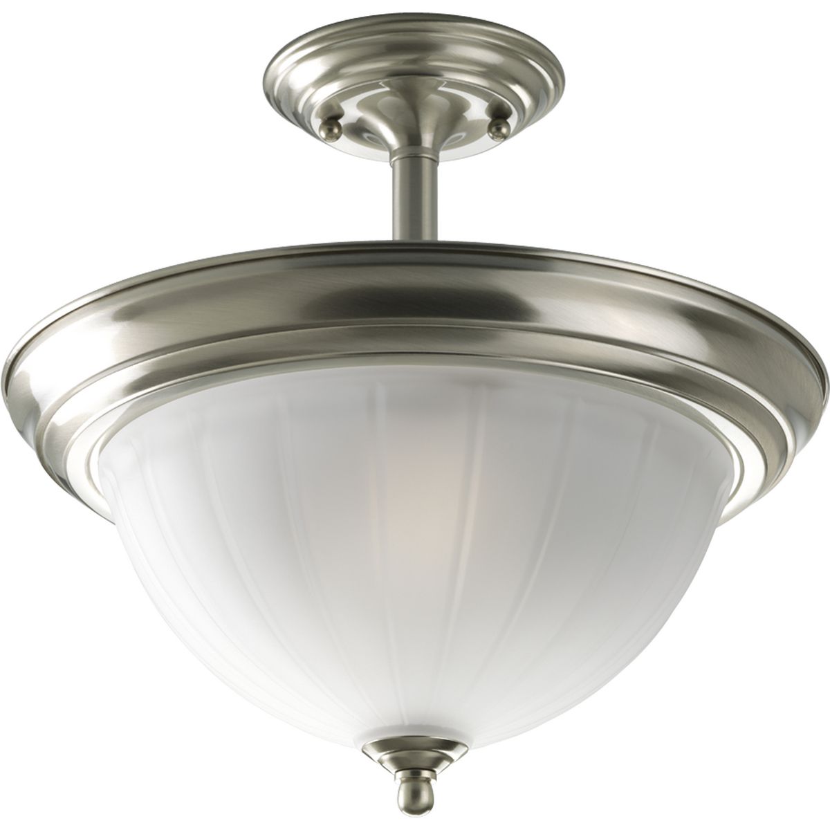 PROGRESS LIGHTING P3876-09 Brushed Nickel Two-Light Melon 13-1/4" Close-to-Ceiling