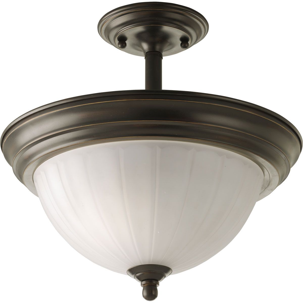 PROGRESS LIGHTING P3876-20 Antique Bronze Two-Light Melon 13-1/4" Close-to-Ceiling