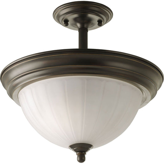 PROGRESS LIGHTING P3876-20 Antique Bronze Two-Light Melon 13-1/4" Close-to-Ceiling