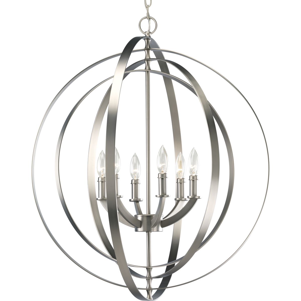 PROGRESS LIGHTING P3889-126 Burnished Silver Equinox Collection Six-Light Foyer Pendant