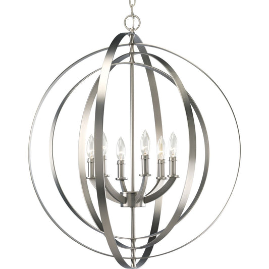 PROGRESS LIGHTING P3889-126 Burnished Silver Equinox Collection Six-Light Foyer Pendant