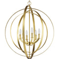 PROGRESS LIGHTING P3889-12 Satin Brass Equinox Collection Six-Light Satin Brass New Traditional Sphere Pendant Light