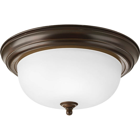 PROGRESS LIGHTING P3925-20ET Antique Bronze Two-Light Dome Glass 13-1/4" Close-to-Ceiling