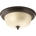 PROGRESS LIGHTING P3925-20EUL Antique Bronze Two-Light Dome Glass 13-1/4" Close-to-Ceiling