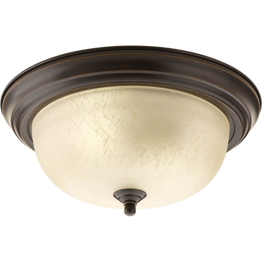 PROGRESS LIGHTING P3925-20EUL Antique Bronze Two-Light Dome Glass 13-1/4" Close-to-Ceiling