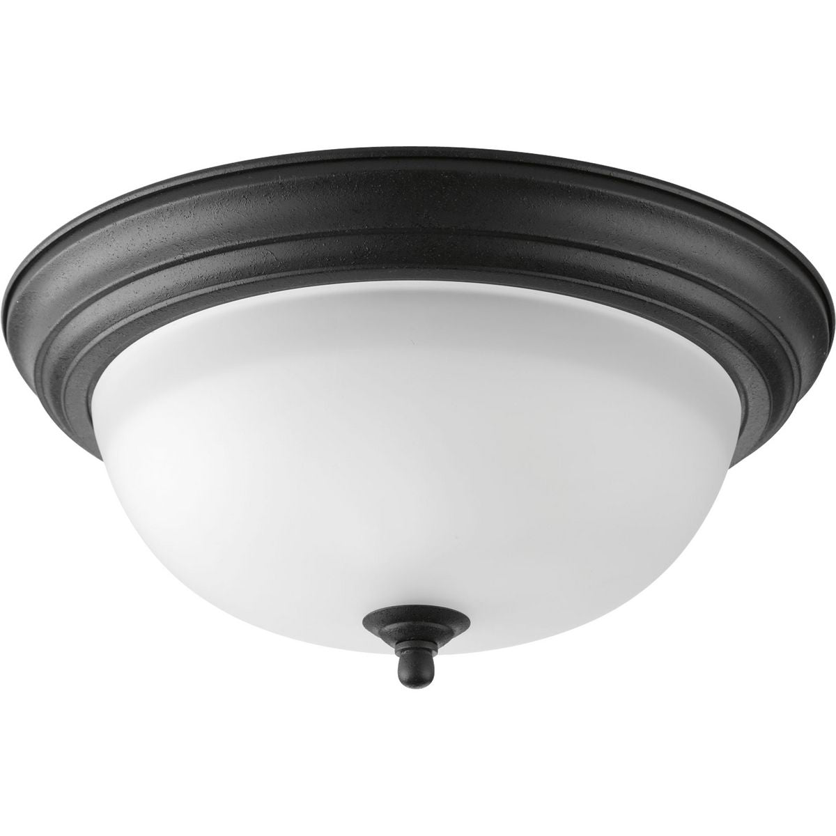 PROGRESS LIGHTING P3925-80 Forged Black Two-Light Dome Glass 13-1/4" Close-to-Ceiling