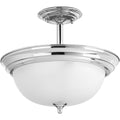 PROGRESS LIGHTING P3927-15ET Polished Chrome Two-Light Dome Glass 13-1/4" Semi Flush Convertible
