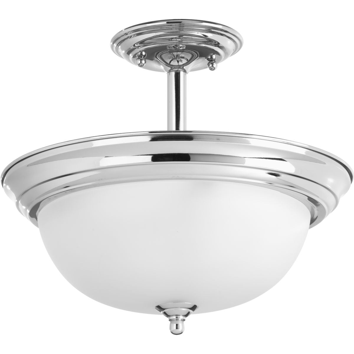 PROGRESS LIGHTING P3927-15ET Polished Chrome Two-Light Dome Glass 13-1/4" Semi Flush Convertible
