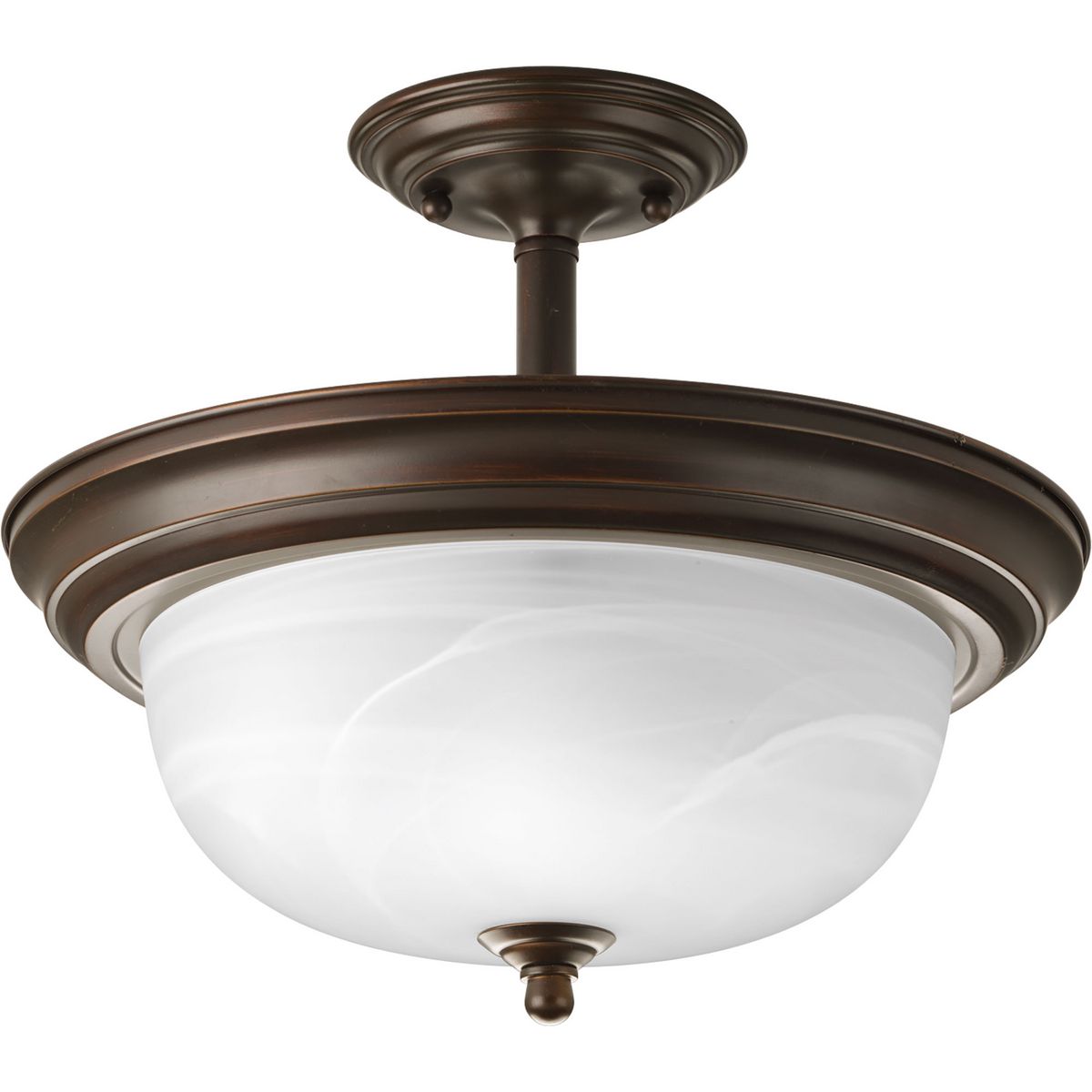 PROGRESS LIGHTING P3927-20 Antique Bronze Two-Light Dome Glass 13-1/4" Semi Flush Convertible