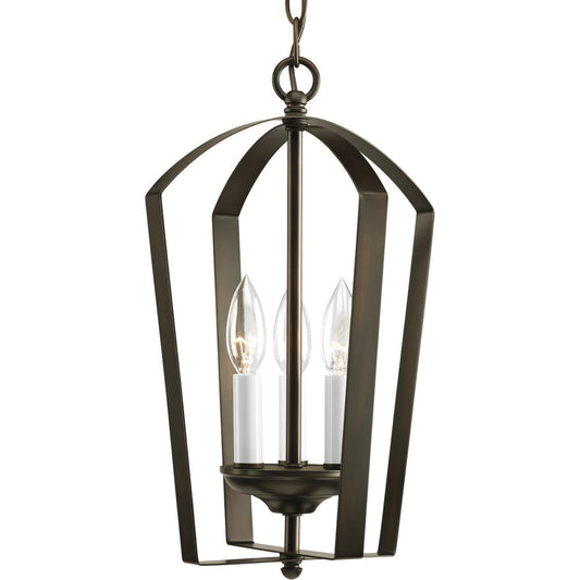 PROGRESS LIGHTING P3928-20 Antique Bronze Gather Collection Three-Light Foyer Pendant