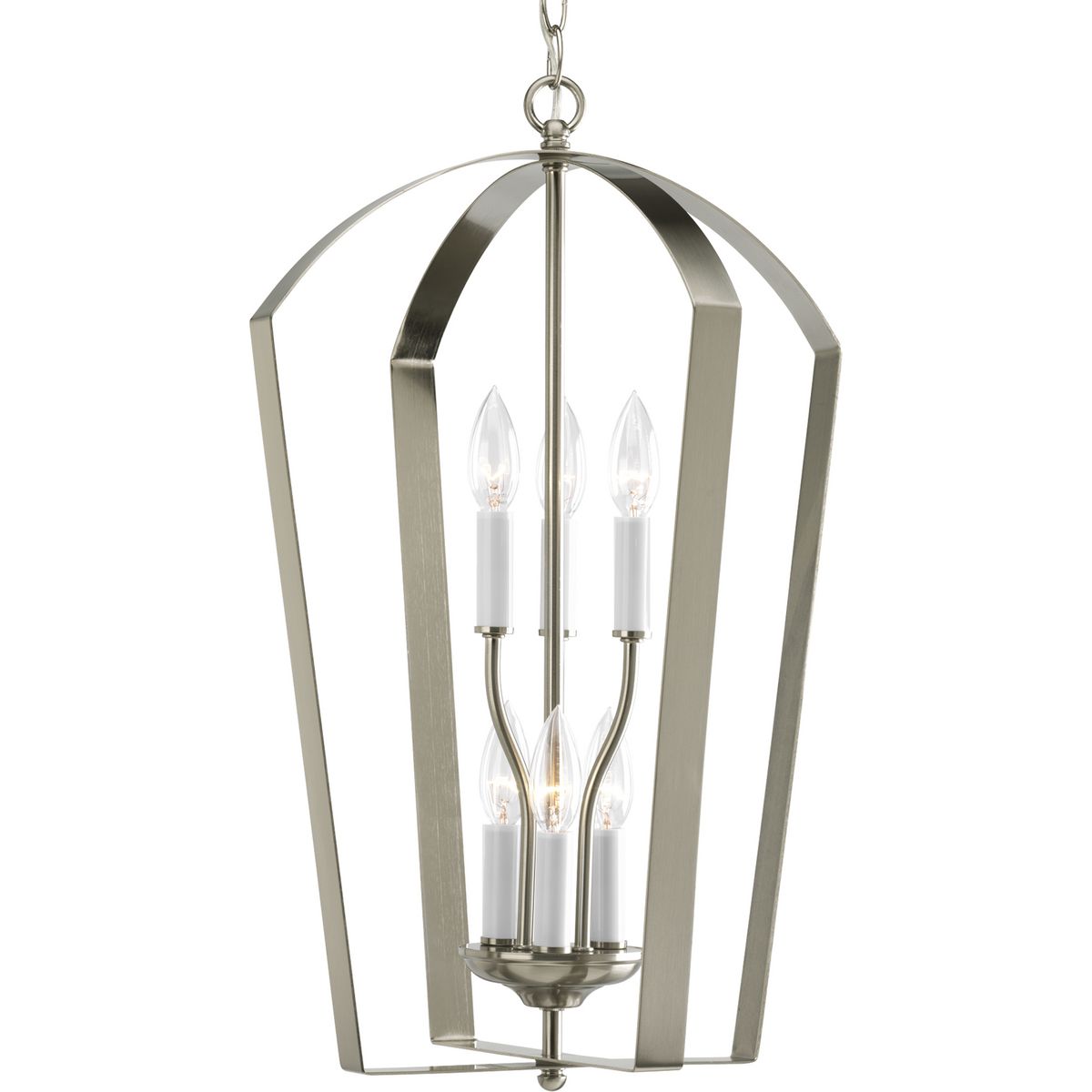 PROGRESS LIGHTING P3929-09 Brushed Nickel Gather Collection Six-Light Foyer Pendant