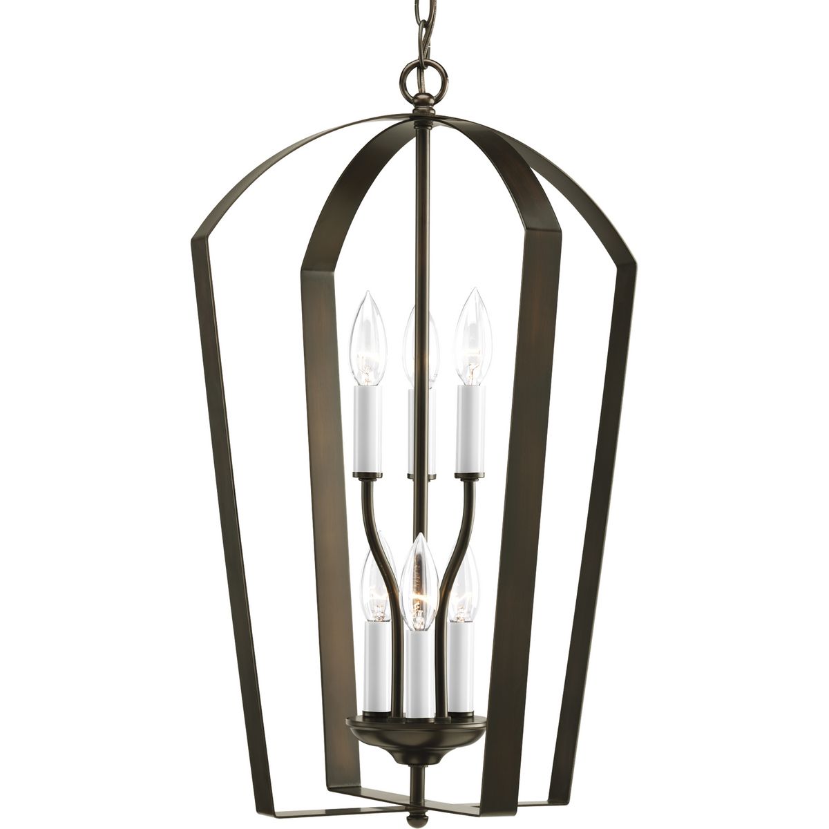 PROGRESS LIGHTING P3929-20 Antique Bronze Gather Collection Six-Light Foyer Pendant