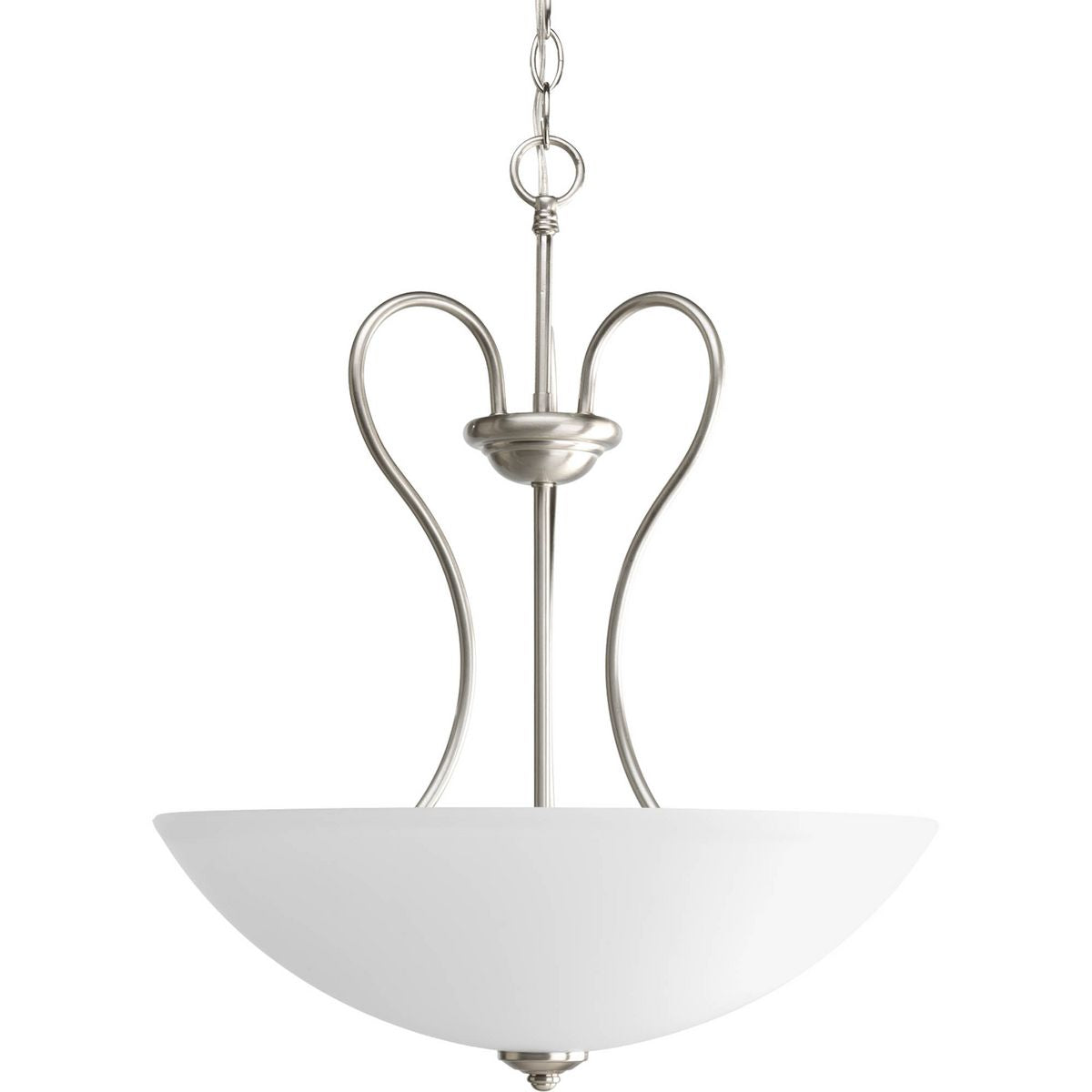 PROGRESS LIGHTING P3955-09 Brushed Nickel Heart Collection Three-Light Inverted Pendant
