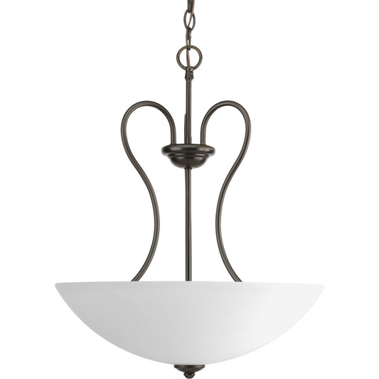 PROGRESS LIGHTING P3955-20 Antique Bronze Heart Collection Three-Light Inverted Pendant