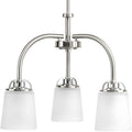 PROGRESS LIGHTING P400008-009 Brushed Nickel West Village Collection Three-Light Brushed Nickel Etched Double Prismatic Glass Farmhouse Chandelier Light