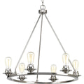 PROGRESS LIGHTING P400015-009 Brushed Nickel Debut Collection Six-Light Brushed Nickel Farmhouse Chandelier Light