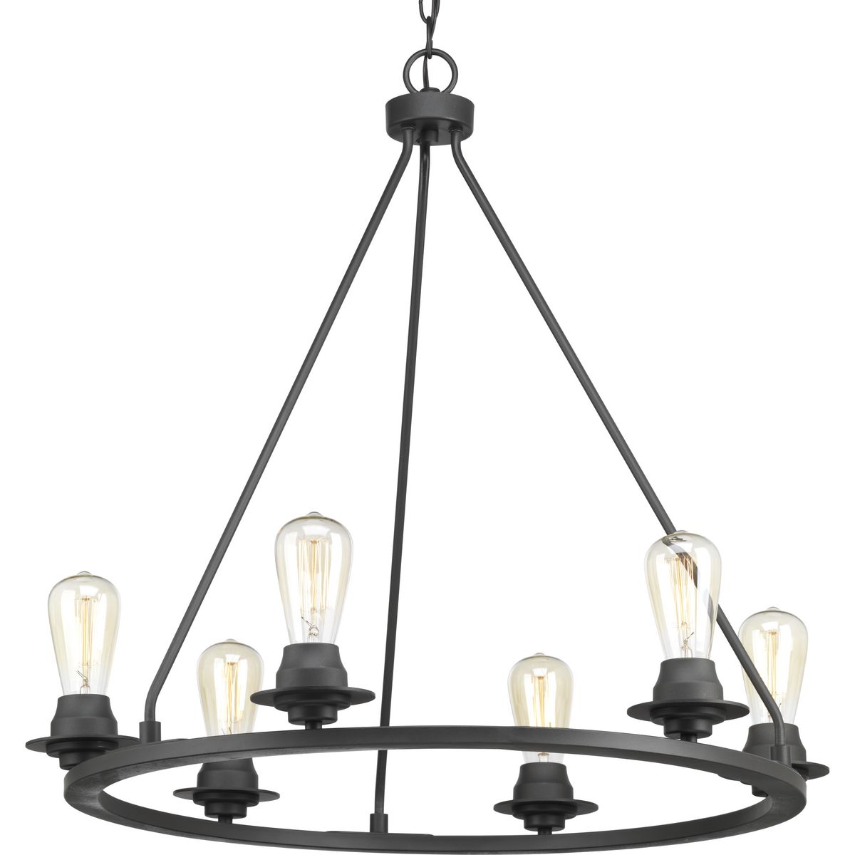 PROGRESS LIGHTING P400015-143 Graphite Debut Collection Six-Light Graphite Farmhouse Chandelier Light