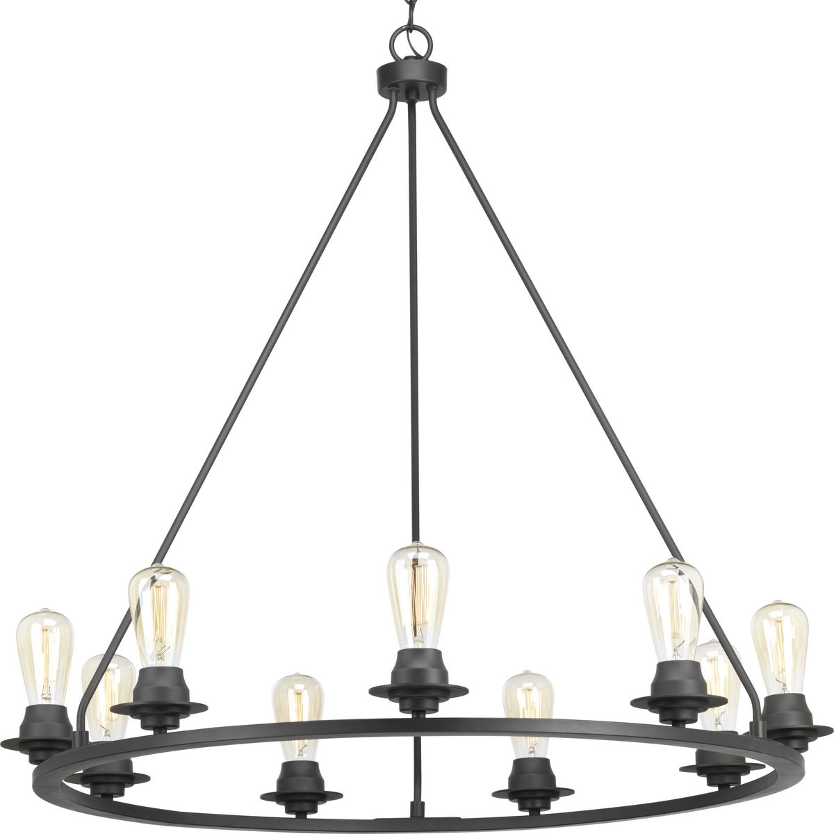 PROGRESS LIGHTING P400016-143 Graphite Debut Collection Nine-Light Graphite Farmhouse Chandelier Light