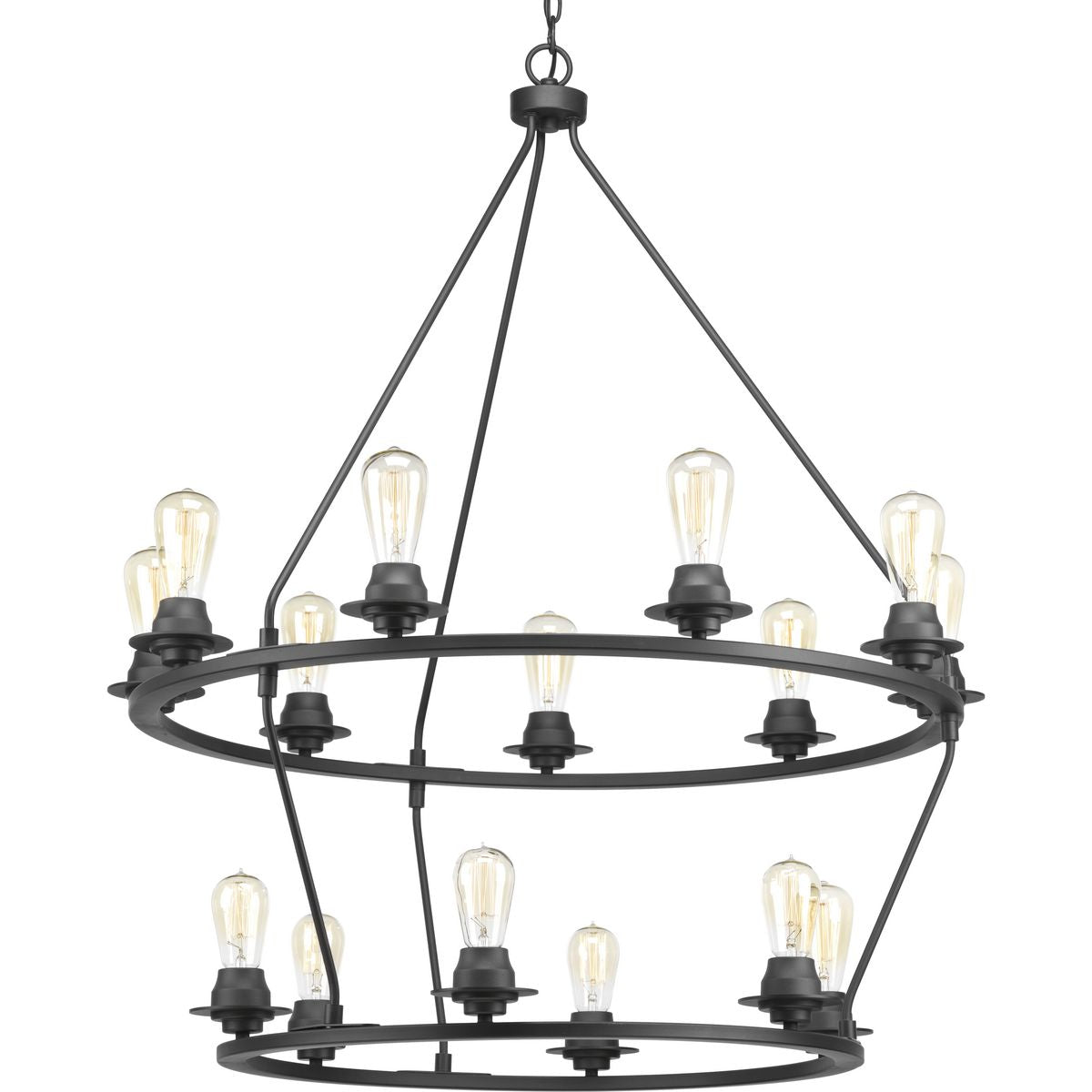 PROGRESS LIGHTING P400017-143 Graphite Debut Collection Fifteen-Light Graphite Farmhouse Chandelier Light