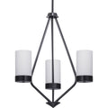 PROGRESS LIGHTING P400021-031 Matte Black Elevate Collection Three-Light Matte Black Etched White Glass Mid-Century Modern Chandelier Light