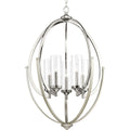 PROGRESS LIGHTING P400025-104 Polished Nickel Evoke Collection Five-Light Polished Nickel Clear Glass Luxe Chandelier Light