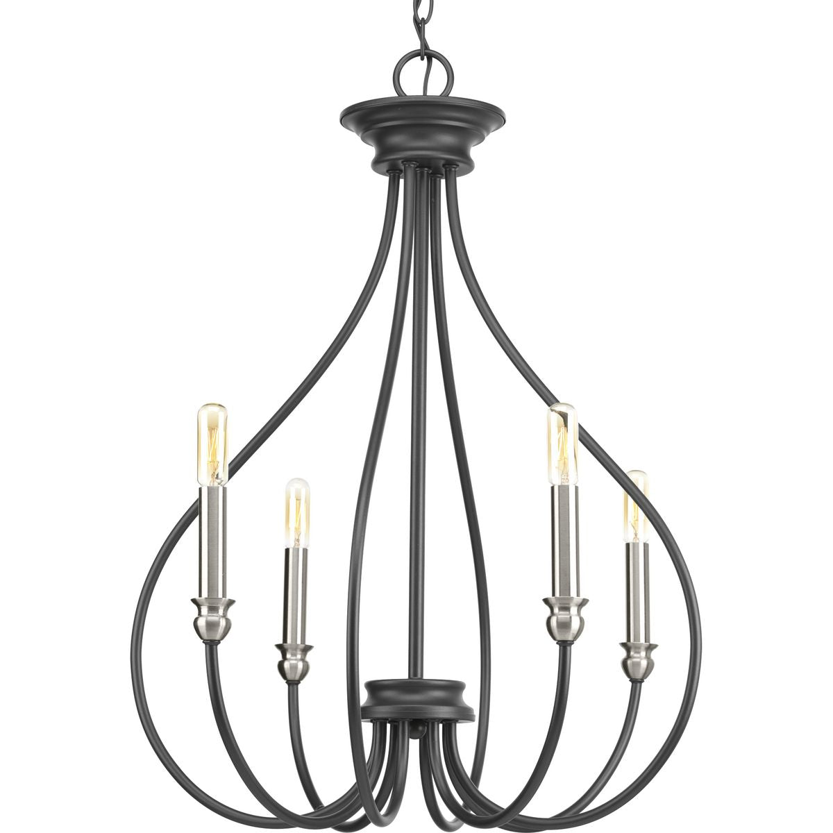 PROGRESS LIGHTING P400029-143 Graphite Whisp Collection Four-Light Graphite Farmhouse Chandelier Light