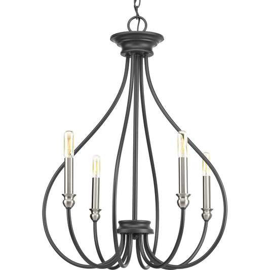 PROGRESS LIGHTING P400029-143 Graphite Whisp Collection Four-Light Graphite Farmhouse Chandelier Light