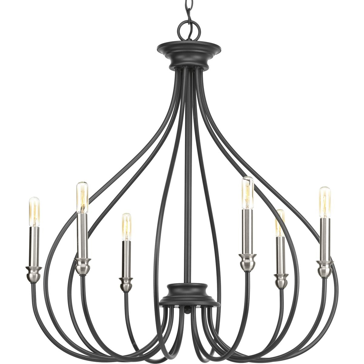 PROGRESS LIGHTING P400030-143 Graphite Whisp Collection Six-Light Graphite Farmhouse Chandelier Light