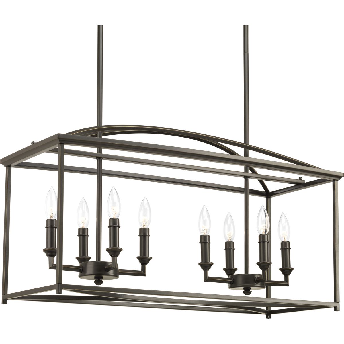 PROGRESS LIGHTING P400033-020 Antique Bronze Piedmont Collection Eight-Light Antique Bronze Farmhouse Chandelier Light