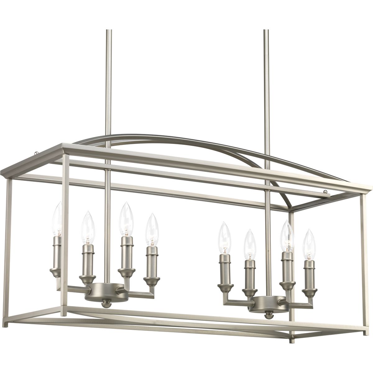 PROGRESS LIGHTING P400033-126 Burnished Silver Piedmont Collection Eight-Light Burnished Silver Farmhouse Chandelier Light