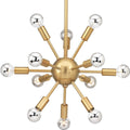 PROGRESS LIGHTING P400040-109 Brushed Bronze Ion Collection Twelve-Light Brushed Bronze Mid-Century Modern Chandelier Light