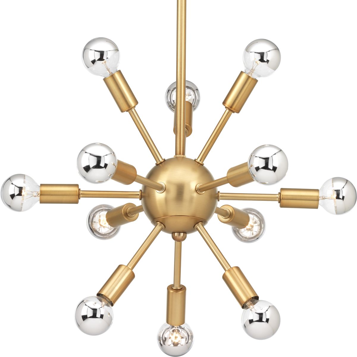 PROGRESS LIGHTING P400040-109 Brushed Bronze Ion Collection Twelve-Light Brushed Bronze Mid-Century Modern Chandelier Light