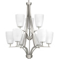PROGRESS LIGHTING P400044-009 Brushed Nickel Leap Collection Nine-Light Chandelier