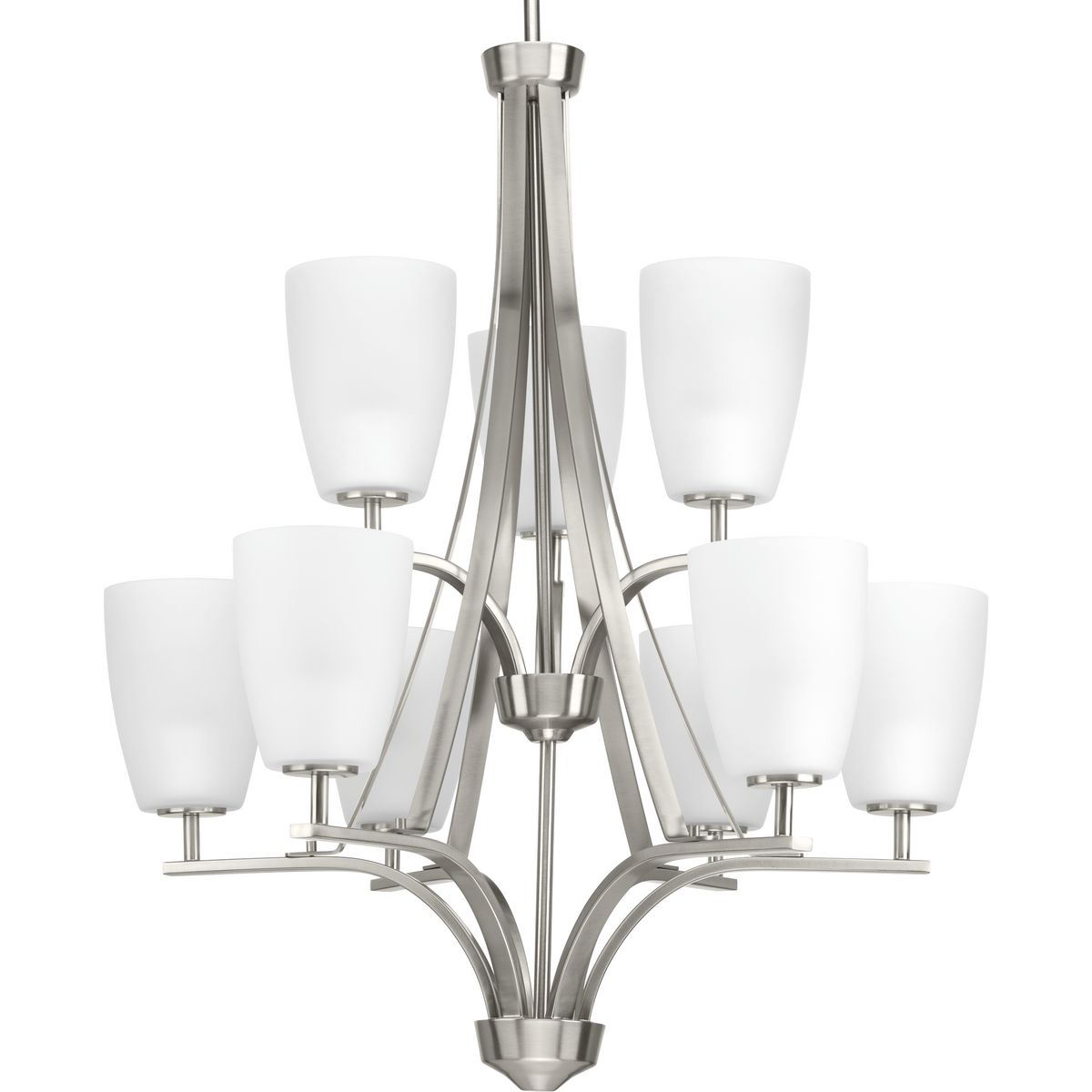PROGRESS LIGHTING P400044-009 Brushed Nickel Leap Collection Nine-Light Chandelier