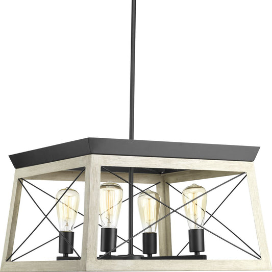 PROGRESS LIGHTING P400047-143 Graphite Briarwood Collection Four-Light Graphite Coastal Chandelier Light