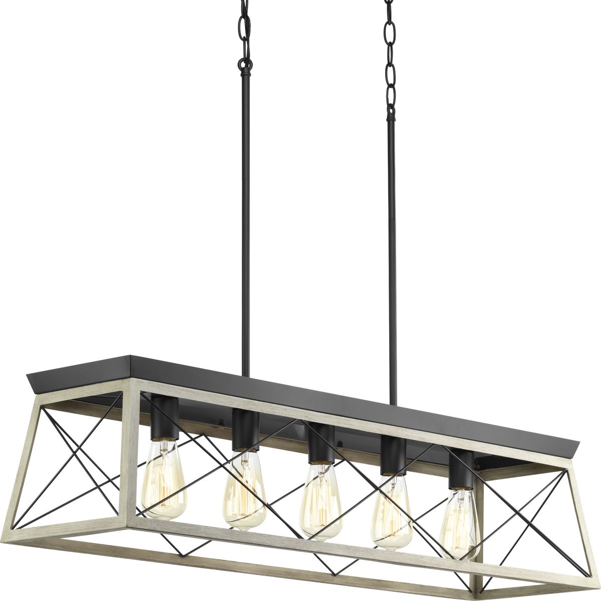 PROGRESS LIGHTING P400048-143 Graphite Briarwood Collection Five-Light Linear Chandelier